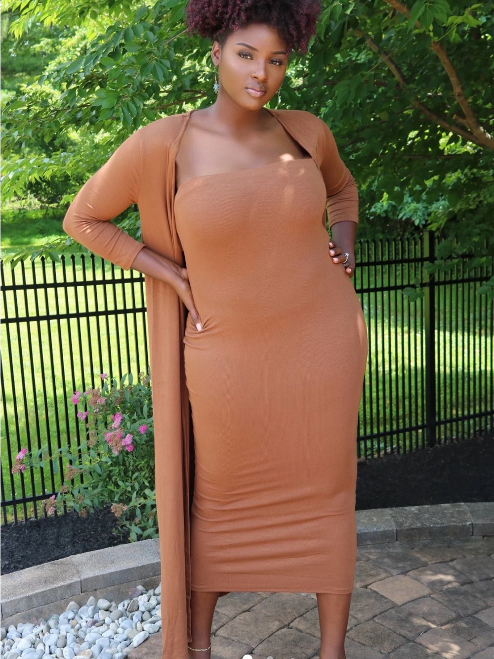 Rebdolls Midi Tube Dress & Cardigan Set
